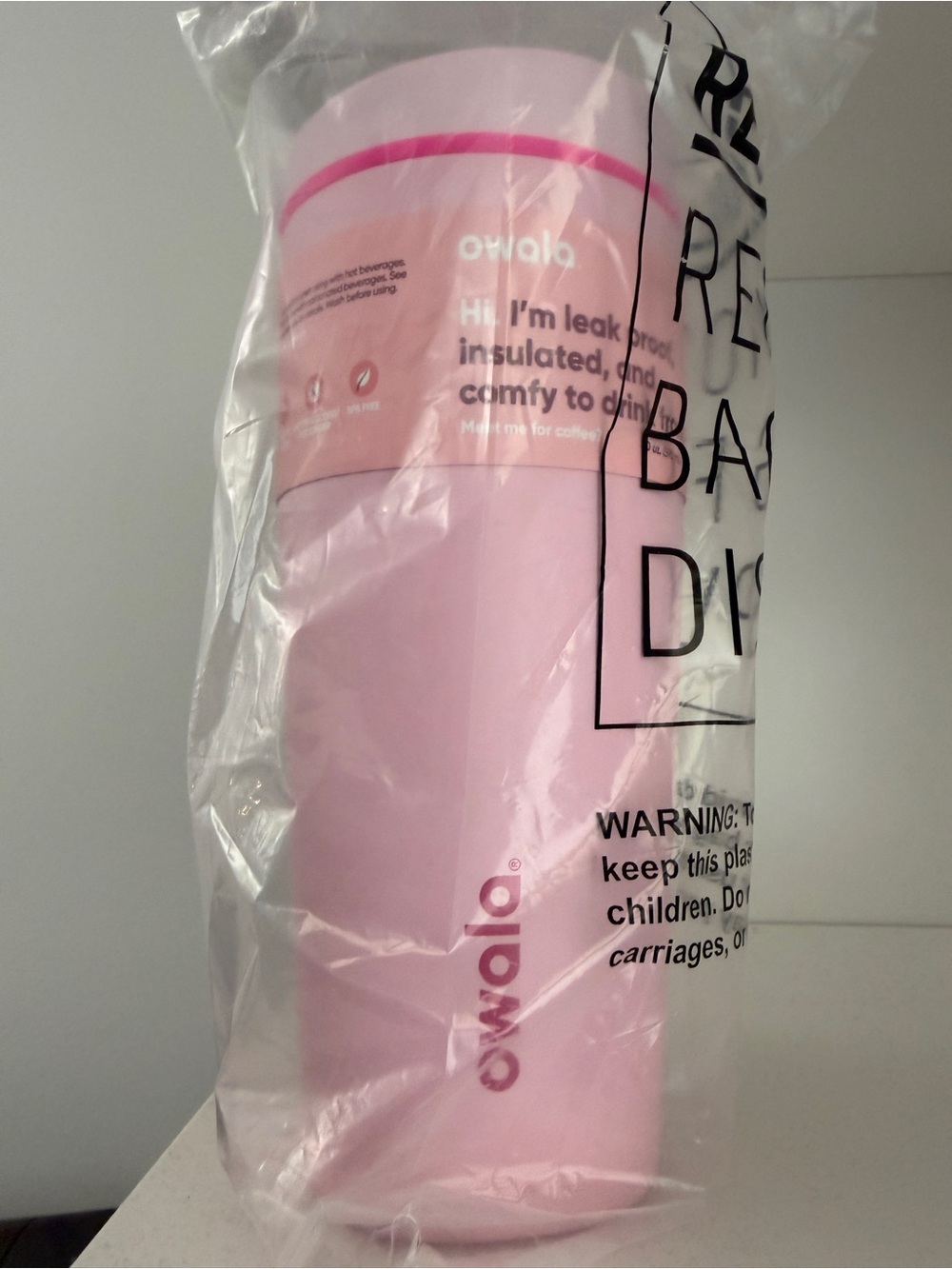 Owala Pucker Up Pink SmoothSip Slider Tumbler - 20oz Leak Resistant Travel Cup